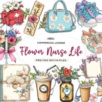 Flower Nurse Life Coquette Coastal Clipart Bundle