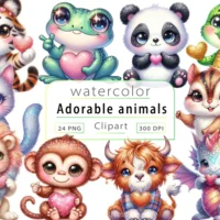 Adorable Cute Animals Clipart Bundle