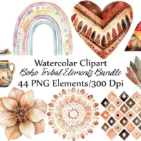 Boho Tribal Elements Clipart Bundle