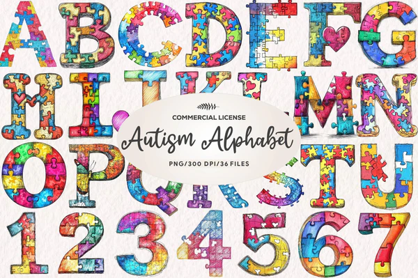03304_Autism-Alphabet-Clipart-Bundle Autism Alphabet Clipart Bundle - Imagem 1
