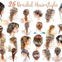 Beautiful Bridal Hairstyle Clipart Bundle