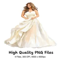 Plus Size Bride Wedding Dress Clipart Bundle