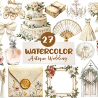 Antique Ivory Wedding Clipart Bundle
