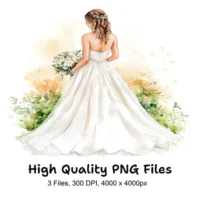 Elegant Bride Wedding Dress Clipart Bundle