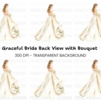 Beautiful Bride With Bouquet Clipart Bundle