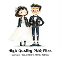 Punk Rock Wedding Illustration Clipart Bundle