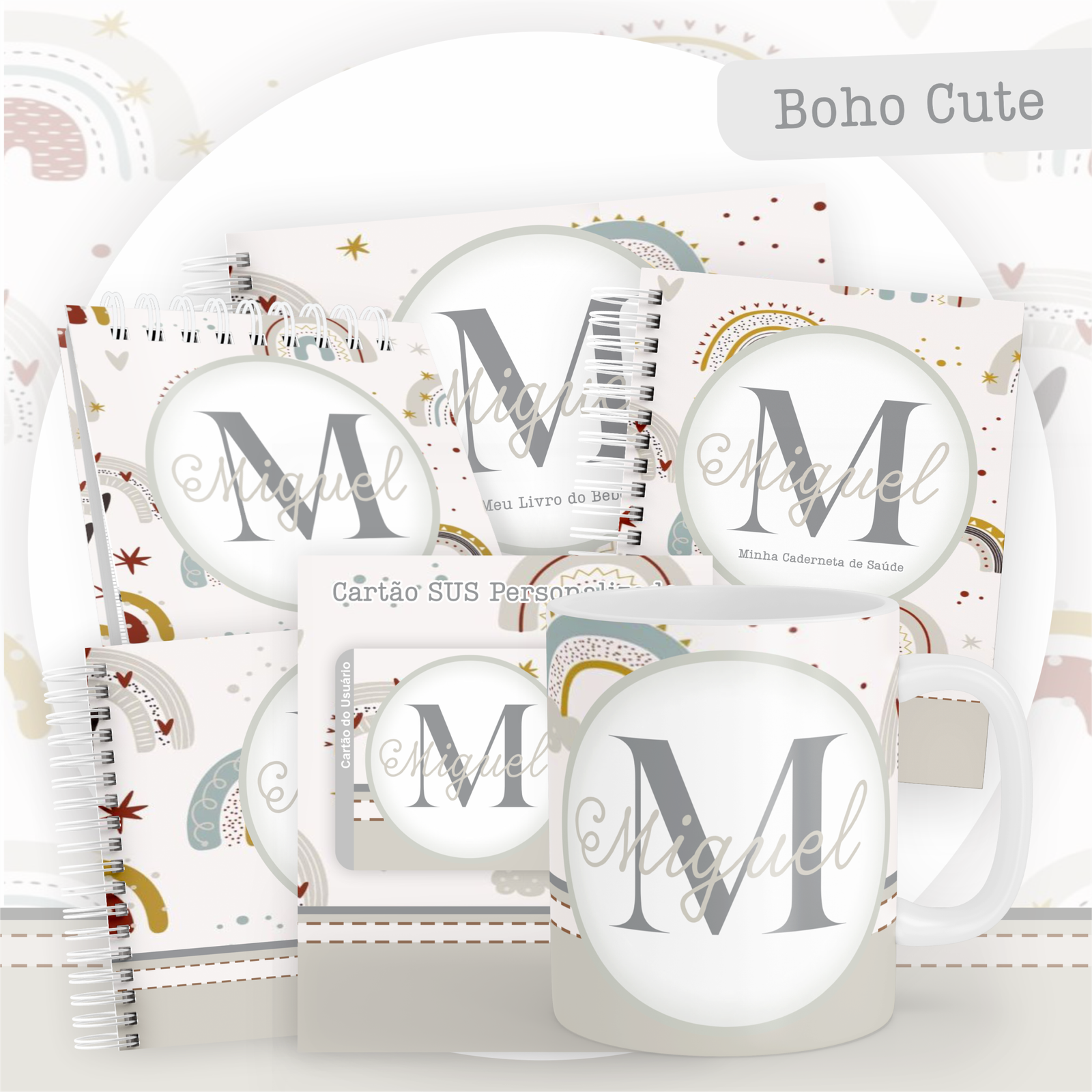 07-BOHO-CUTE-Pack-Baby-Caderneta-Mesversario-Memorias-cartao-sus-Arquivo-Digital Boho Cute Pack Baby Caderneta + Mesversário + Memórias + Cartão Sus - Imagem 1