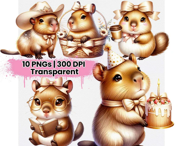 39-Cute-Capybara-Champagne-Beige Cute Capybara Champagne Beige - Imagem 1