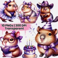 Cute Capybara Midnight Purple