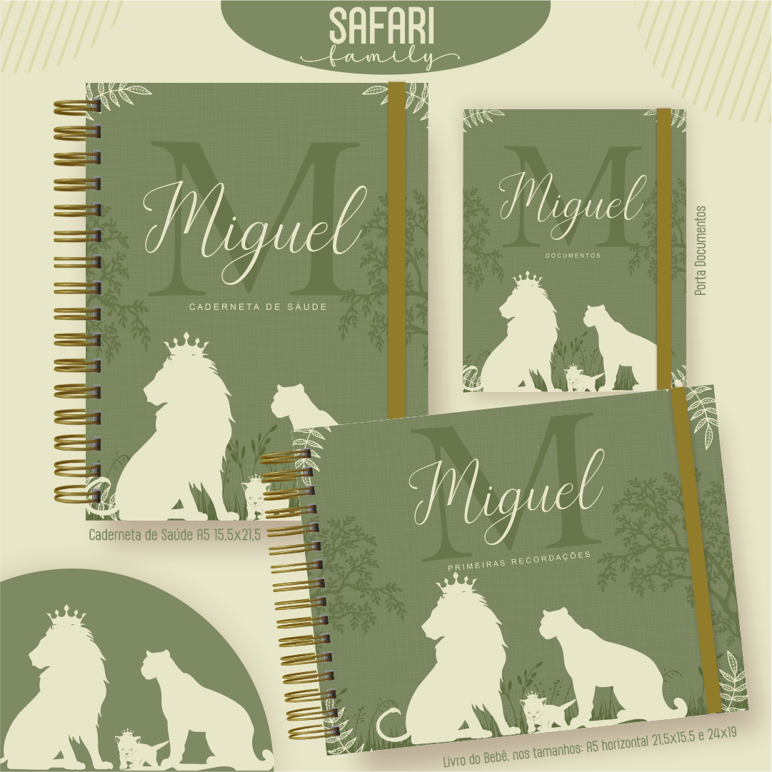 40-SAFARI-FAMILY-Pack-Baby-Caderneta-de-Saude-Porta-Doc-Livro-do-Bebe-Arquivo-Digital Safari Family Pack Baby Caderneta de Saúde + Porta Doc + Livro do Bebê - Imagem 1
