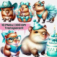 Cute Capybara Turquoise Teal