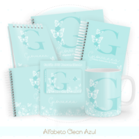 Alfabeto Clean Azul Pack Baby Caderneta + Mesversário + Memórias + Cartão Sus