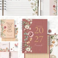 Agendas e Permanente com e Sem Horários Floral Romântico