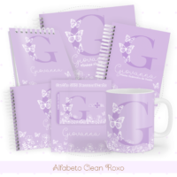 Alfabeto Clean Roxo Pack Baby Caderneta + Mesversário + Memórias + Cartão Sus