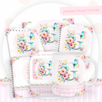 Alfabeto Floral Colorido Pack Baby Caderneta + Mesversário + Memórias + Cartão Sus
