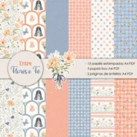 Nossa Senhora Arte Digital Kit Estampas Entre Flores e Fé Aparecida