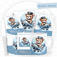 Aviador Policial Pack Baby Caderneta + Mesversário + Memórias + Cartão Sus
