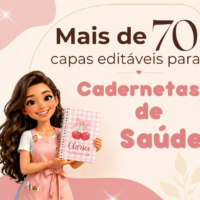 Arquivo de Corte 70 Capas Editaveis para Cadernetas de Saúde Canva