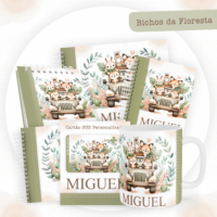 Bichos da Floresta Pack Baby Caderneta + Mesversário + Memórias + Cartão Sus