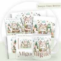 Bosque Clean Menino Pack Baby Caderneta + Mesversário + Memórias + Cartão Sus
