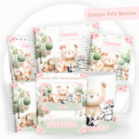 Bosque Fofo Menina Pack Baby Caderneta + Mesversário + Memórias + Cartão Sus