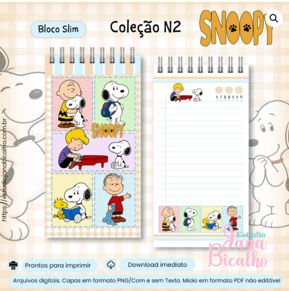 Bloco-Slim_Colecao-N2_Snoopy Coleção N2 Snoopy Bloco Slim - Imagem 1