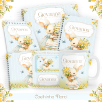 Coelhinha Floral Pack Baby Caderneta + Mesversário + Memórias + Cartão Sus
