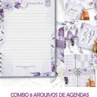 Combo 8 Agendas e Permanente com Versículos e Sem Versículos Violeta