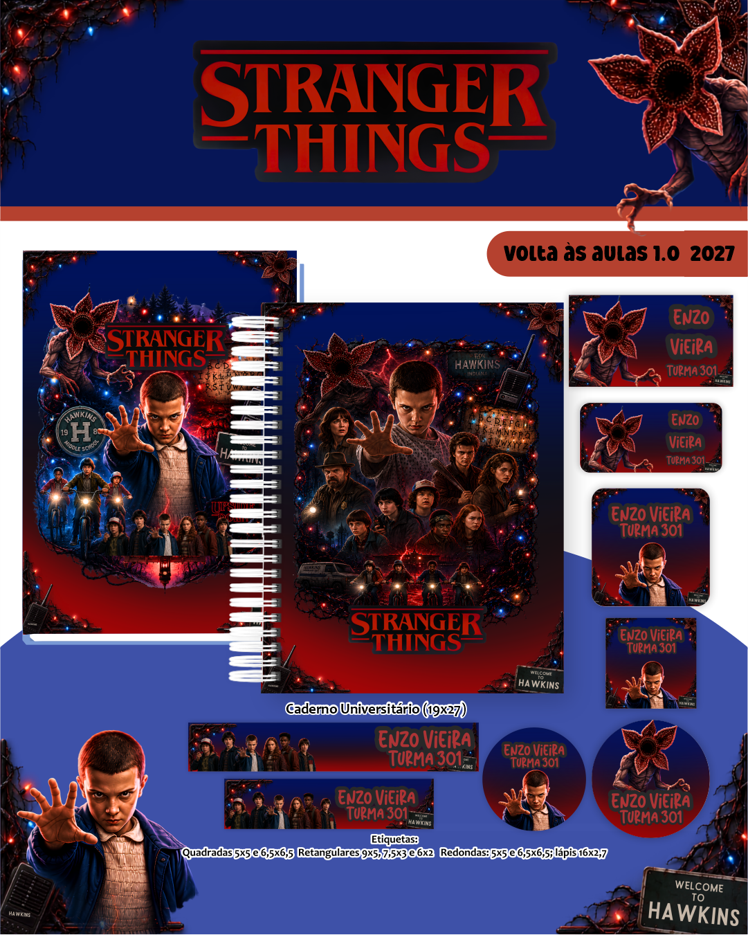 COMBO-BIG-ESCOLAR-1.0-STRANGER-THINGS Combo Big Escolar 1 0 Stranger Things - Imagem 1