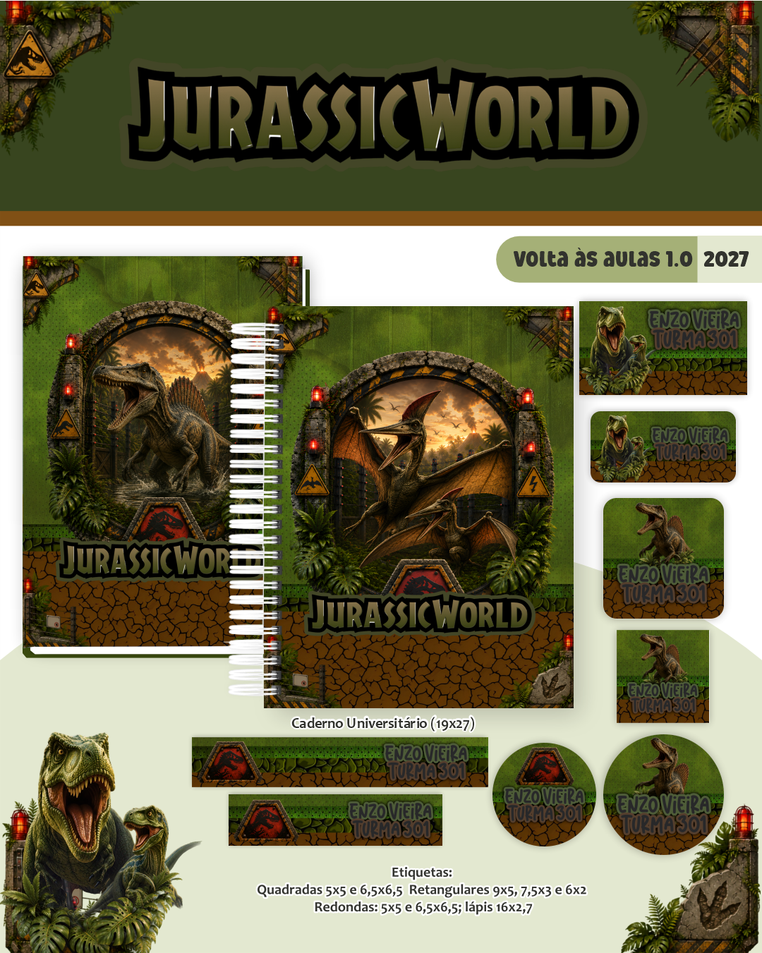 COMBO-ENCADERNACAO-VOLTA-AS-AULAS-JURASSIC-WORLD Volta às Aulas Combo Encadernação Jurassic World - Imagem 1