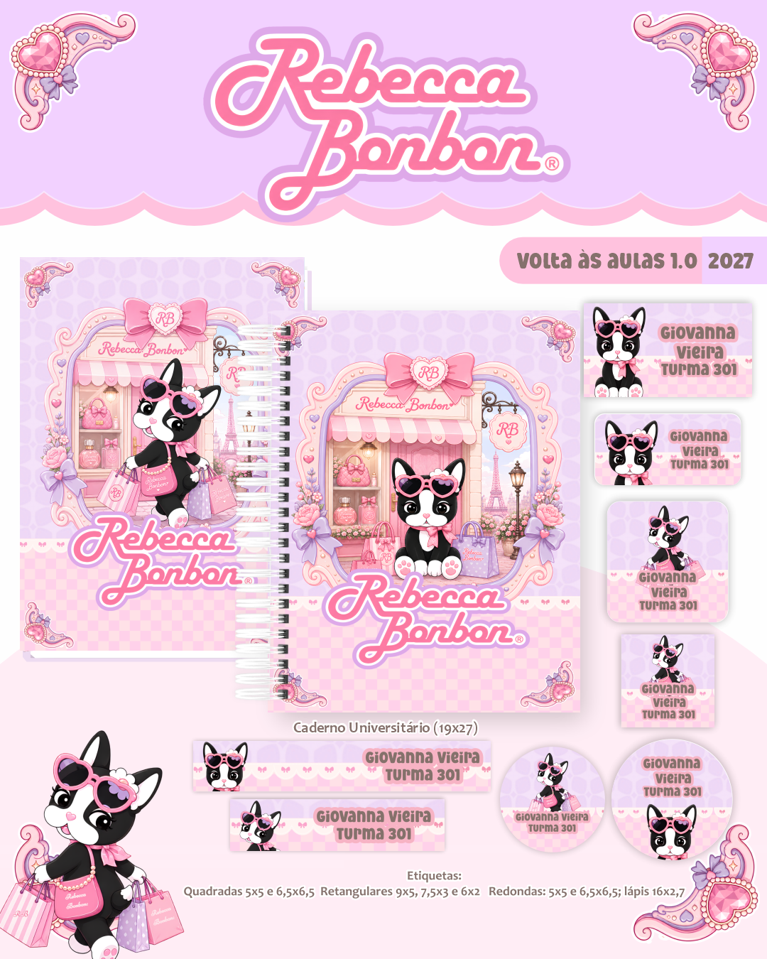 COMBO-ENCADERNACAO-VOLTA-AS-AULAS-REBECCA-BONBON-3D Volta às Aulas Combo Encadernação Rebecca Bonbon 3D - Imagem 1