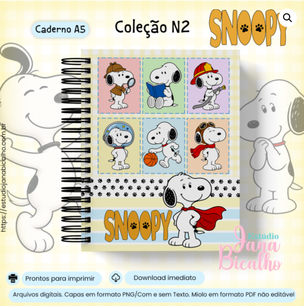 Caderno-A5_Colecao-Snoopy_N2 Caderno A5 Coleção Snoopy N2 - Imagem 1