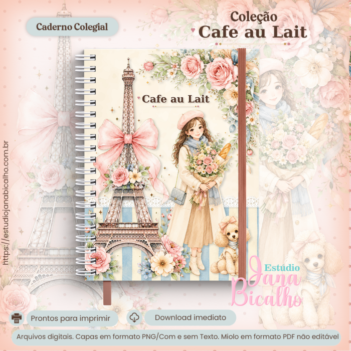 Caderno-Colegial_Colecao-Cafe-au-Lait_Estudio-Jana-Bicalho-1 Caderno Colegial Coleção Cafe Au Lait - Imagem 1