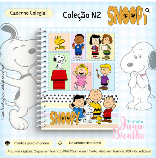 Caderno-Colegial_Colecao-Snoopy_N2 Caderno Colegial Coleção Snoopy N2 - Imagem 1