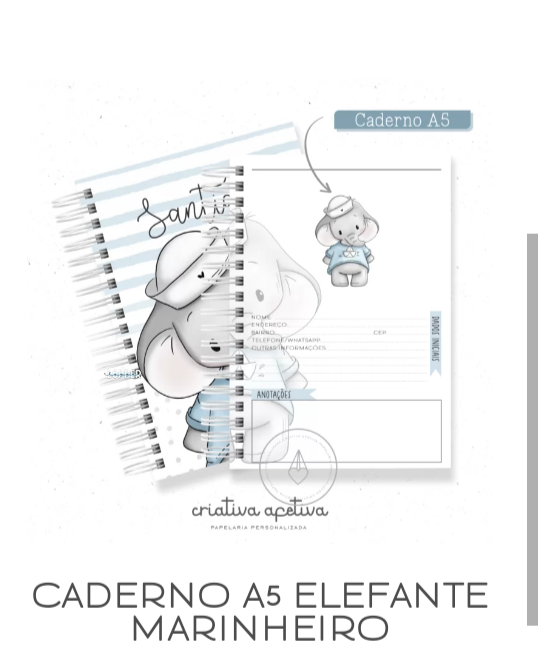 Caderno-Elefante-Marinheiro Caderno Elefante Marinheiro - Imagem 1