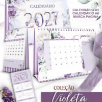Calendários de Mesa A5 A6 e Calendário Marca Página Coleção Violeta