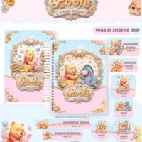 Combo Encadernação e Etiquetas Escolares Pooh e Seus Amigos