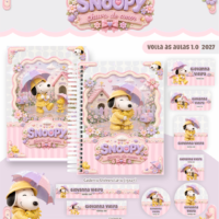 Combo Encadernação e Etiquetas Escolares Snoopy