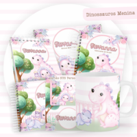 Dinossauros Menina Pack Baby Caderneta + Mesversário + Memórias + Cartão Sus