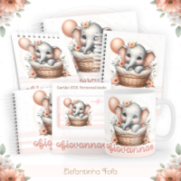 Elefantinha Fofa Pack Baby Caderneta + Mesversário + Memórias + Cartão Sus