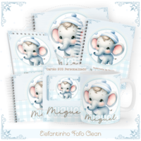 Elefantinho Fofo Clean Pack Baby Caderneta + Mesversário + Memórias + Cartão Sus