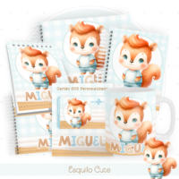 Esquilo Cute Pack Baby Caderneta + Mesversário + Memórias + Cartão Sus