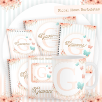 Floral Clean Borboletas Pack Baby Caderneta + Mesversário + Memórias + Cartão Sus