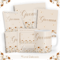 Floral Delicado Pack Baby Caderneta + Mesversário + Memórias + Cartão Sus