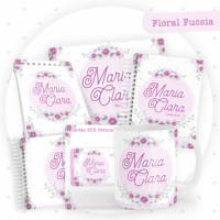 Floral Fucsia Pack Baby Caderneta + Mesversário + Memórias + Cartão Sus