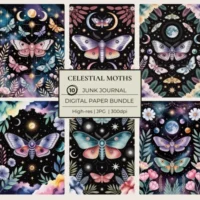Junk Journal Papers Celestial Moths