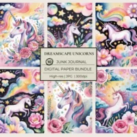 Junk Journal Papers Dreamscape Unicorns