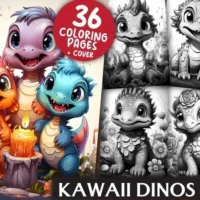 Coloring Books Kawaii Dinos