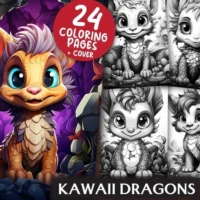 Coloring Books Kawaii Dragons