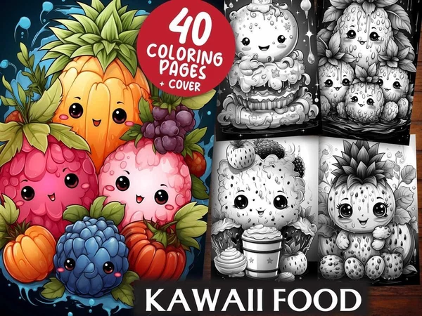 Kawaii-Food Coloring Books Kawaii Food - Imagem 1